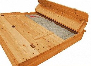 Holz Sandkasten mit Sitzbank zum zuklappen